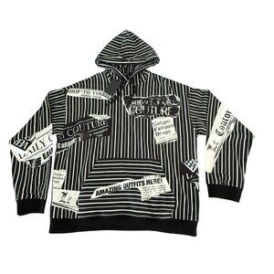 Versace Jeans Couture Loose Fit Stripes Magazine Cotton Sweatshirt Hoodie, sizes